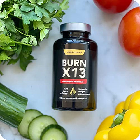 Burn X13 – Queimador de Gordura Termogênico para Homens e Mulheres, Aquecimento Termogênico, Suporte ao Crescimento Muscular, Bombas, Vascularidade e Níveis de Energia – Marca Vitamin Bounty - Vitamin Bounty