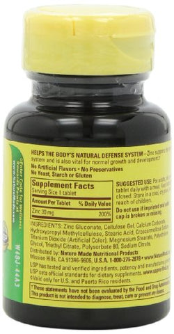 Zinco 30mg, 100 Comprimidos (Pacote com 6) – Comprimidos de Zinco para uma Saúde Forte e Equilibrada - Nature Made