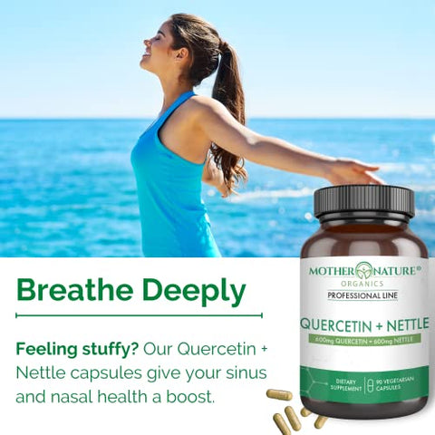 Mother Nature Organics Superfoods for Organic Living - Quercetina 600mg – Potente Antioxidante Natural – Marca Quercetina 600mg