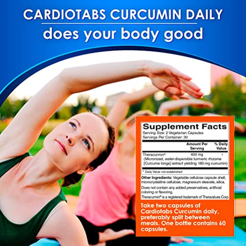 CardioTabs - Curcuma Turmeric – Articulações, Coração, Memória – 60 cápsulas de 500mg
