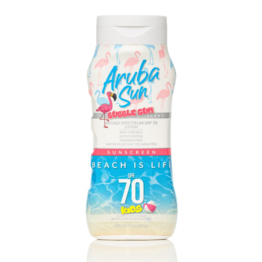 ARUBA SUN - Protetor Solar Infantil FPS 70 com Fragrância de Chiclete | Conforme Normas de Aruba Reef Act nº 67, Octinoxate | 100g