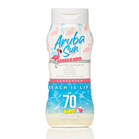 ARUBA SUN - Protetor Solar Infantil FPS 70 com Fragrância de Chiclete | Conforme Normas de Aruba Reef Act nº 67, Octinoxate | 100g