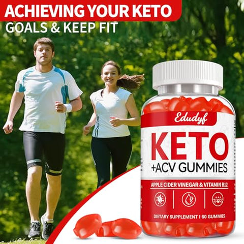 Elgin - EDUDYF Keto ACV Gummies – 60 Unidades Sem Glúten, Sem Gelatina – Gomas de Vinagre de Maçã com B12 para Suporte Keto, Sabor Único, Suplemento em Frasco Prático