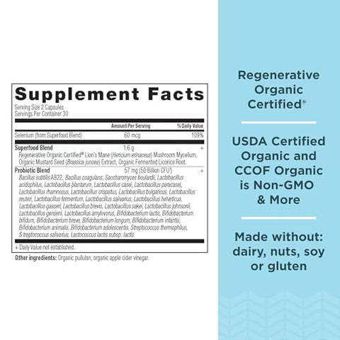 Probióticos Certificados Orgânicos Regenerativos para Recuperação Intestinal, Recuperação Intestinal com Probióticos, para Digestão Saudável e Suporte ao Sistema Imunológico, 50 Bilhões de UFCs* - Ancient Nutrition
