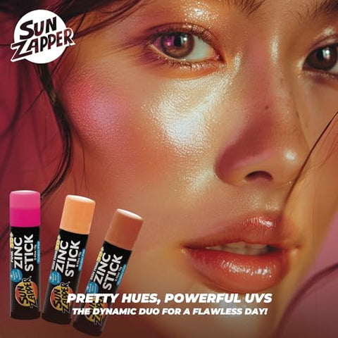 Beauty Pack – Pele Clara, Pele Escura, Rosa (3 Pacotes) – Protetor Solar em Bastão com Óxido de Zinco SPF 50 - Sun Zapper
