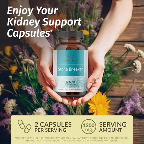Cápsulas Quebra Pedra Chanca Piedra – 1200 mg Dissolvente de Pedras nos Rins – Limpeza da Vesícula Biliar e Suporte Renal – Vegano, Não-OGM – 100 Cápsulas - HERBAMAMA