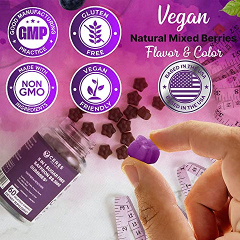 Ceres Nature - Extrato de Açafrão Premium 88,5mg em Goma – Controle de Apetite, Suporte para os Olhos, Aumento de Energia