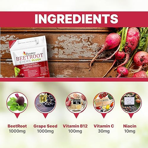VIVAREV - Suplemento de Óxido Nítrico de Beterraba – 1000mg de Pó de Beterraba com L Arginina, L Citrulina, Extrato de Semente de Uva, Niacina, Vitamina C – Marca de Produto