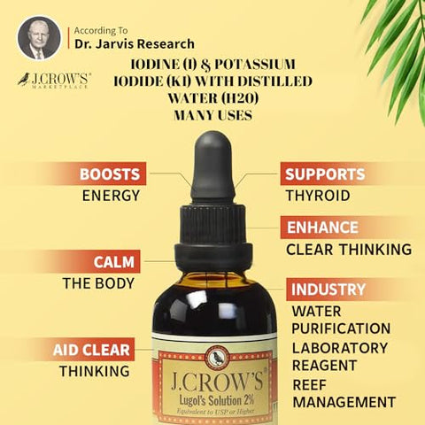 J. CROW'S - J.CROW’S® Solução de Lugol de Iodo 2% 60 ml (6 Frascos) – Embalagem Econômica