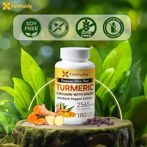 FITVITALITY - Curcumin 2565 mg – 180 Cápsulas – 95%% Curcuminoides | Turmeric – Marca Líder em Saúde e Bem-Estar