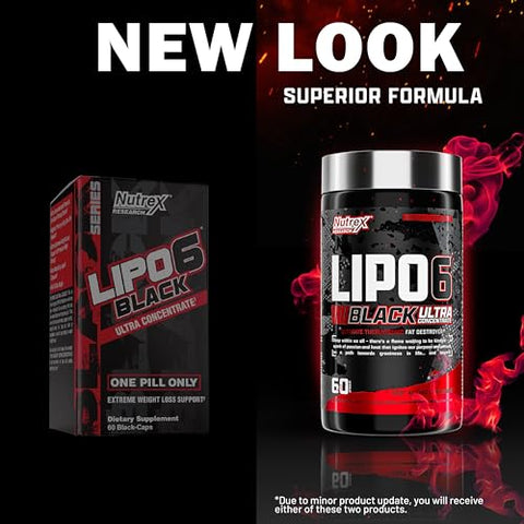Lipo-6 Black Ultra Concentrate | Queimador de Gordura Termogênico Energizante, Aumenta a Perda de Peso, Energia | 60 cápsulas - Nutrex Research