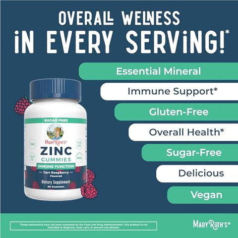 MaryRuth Organics - Zinc Gummies MaryRuth’s | Suplemento de Zinco | Suporte Imunológico | Mineral Essencial | Base de Pectina | Saúde Geral