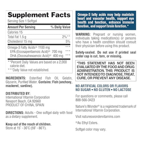 Nature's Wonder - Óleo de Peixe Nature’s Wonder 1100 mg Ômega-3 EPA – Benefícios para a Saúde