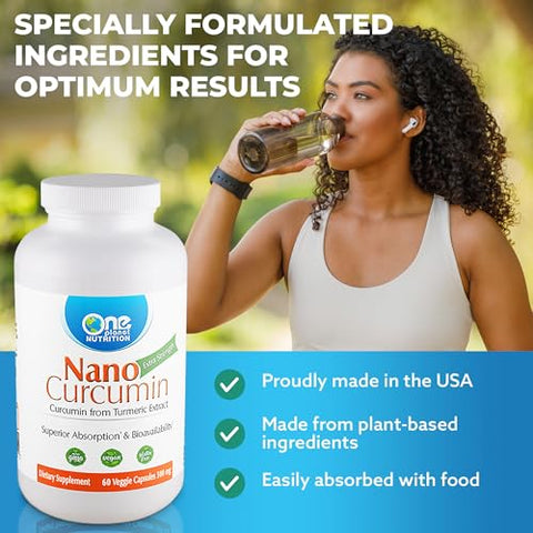 One Planet Nutrition - Nano Curcumin 500 mg Cápsulas Vegetais (60 Porções), Nano para Alta Absorção, Suporte Anti-Inflamatório
