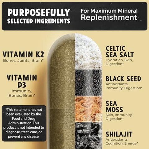 Maju Superfoods - MAJU 18-em-1 Semente Preta, Shilajit, Musgo do Mar, Sal Marinho Celta D3 – 100% Natural e Potente