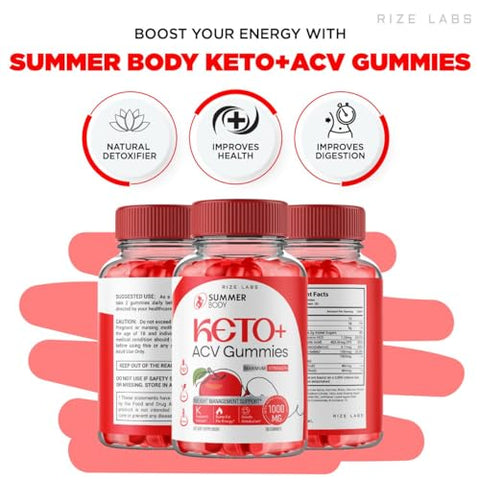 rize labs - (2 Pacotes) Gomas Summer Body Keto ACV, Gomas Summer Body Keto para Emagrecimento Avançado, Suplemento SummerKeto, Gomitas Summer de Máxima Potência, Fórmula Avançada Summer
