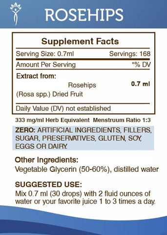 Secrets of the Tribe - Segredos da Tribo Extrato de Rosa Mosqueta, Tintura de Frutas Secas de Rosa Mosqueta (Rosa spp.) Sem Álcool, 120 ml (4 oz)
