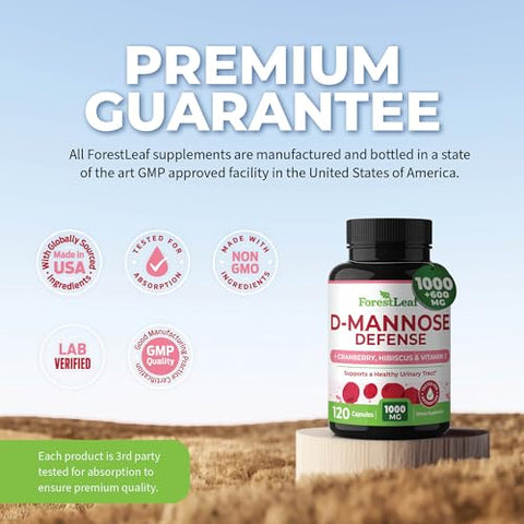 D Mannose 1000mg Cápsulas – D-Mannose com Cranberry e Hibisco | Compre Agora! - ForestLeaf