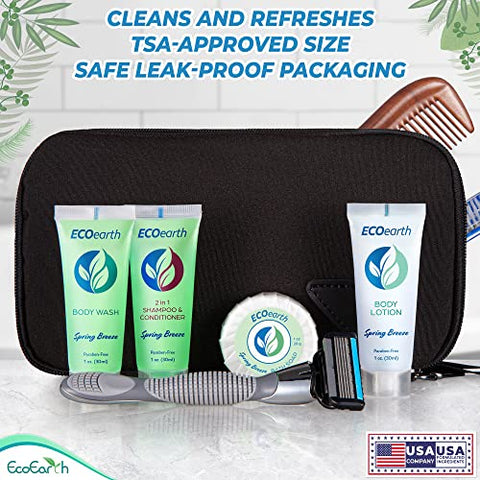 Travel Size Body Wash 1 fl oz (30 ml, 100 PK, Spring Breeze) – Hóspedes Encantados com um Sabonete Revitalizante e Refrescante para Hotéis – Mini e Pequeno Tamanho de Qualidade para Hóspedes - EcoEarth