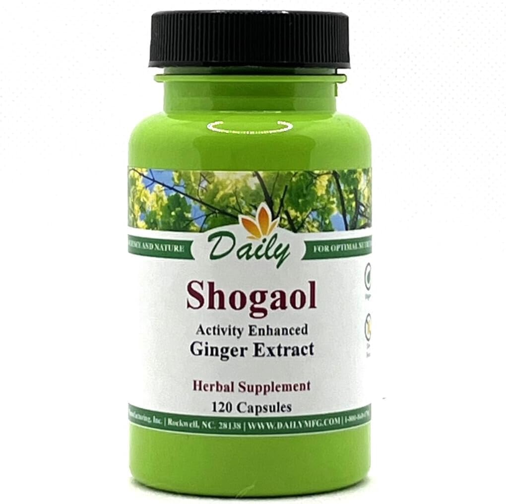 Daily Manufacturing - 6-Shogaol Vegetarian Capsules 120 – Extrato de Gengibre Não-OGM – 6-Gingerol – 120 Cápsulas Vegetarianas