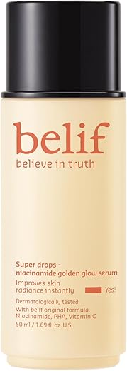 belif Super Drops Serum Niacinamida Vitamina C Golden Glow, Hidratante 2 em 1 – 30ml