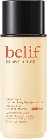 belif Super Drops Serum Niacinamida Vitamina C Golden Glow, Hidratante 2 em 1 – 30ml