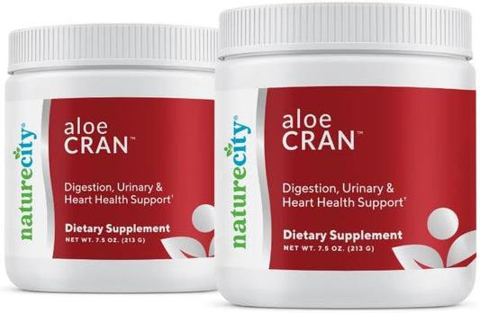 NatureCity - Aloe-Cran Bebida em Pó Sem Açúcar | Aloe vera e Cranberry em Pó com Fibra Alimentar | Suporte para Digestão e Energia | Sabor Incrível sem Açúcar – 60 Porções