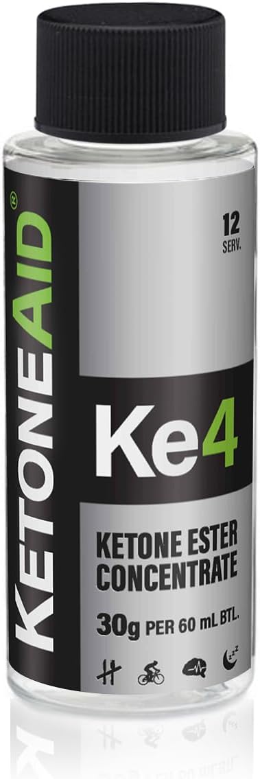KE4 Pro – Bebida de Éster de Cetona | Sem Sal de Cetona, Sem Açúcar, Sem Cafeína | Éster Exógeno de D-BHB | 12 Porções por Frasco (1 Unidade) - KetoneAid