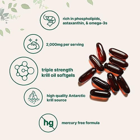 Óleo de Krill Antártico Micro Ingredients, 2.000mg por Porção, 240 Softgels, Triplo Forte, Rico em Ômega-3 EPA, DHA