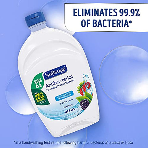 Refil Sabonete Líquido Antibacteriano Chá Branco e Fusão de Frutas Vermelhas 50 Ounce (1500 ml) Pack com 6 – Softsoap - Softsoap