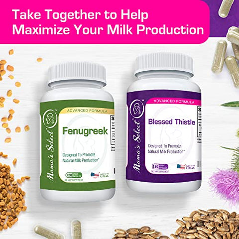 Mama's Select - Mama’s Select Blessed Thistle – Suplemento de Aleitamento Materno 800mg, Suporte à Lactação para Aumento do Leite Materno – 120 Cápsulas Veganas