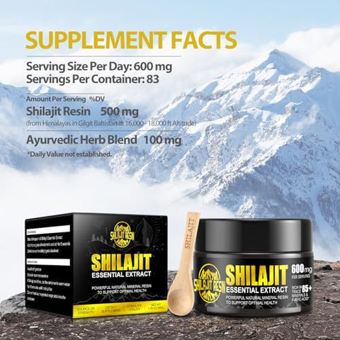 Shilajit Puro do Himalaia Orgânico Boysea – Grau Ouro 100% Shilajit com 85 Minerais Traços – 10g