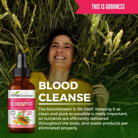 Herbal Papaya - Papaya Leaf Blood Support – Fórmula Premium com Glicerina para Saúde Cardiovascular e Circulação Sanguínea – 30ml – Livre de Glúten e Vegano