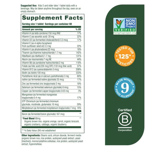 Kids One Daily – Vitaminas Infantis – Com Vitamina B, Vitamina C, Vitamina D – 30 comprimidos - MegaFood