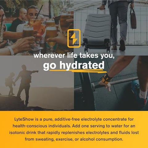 LyteLine - LyteShow Gotas Eletrolíticas para Água Sem Açúcar – Hidratação e Suporte Imunológico – 50 Porções Individuais – Amigo da Dieta Keto – Zinco e Magnésio para Reidratação Rápida