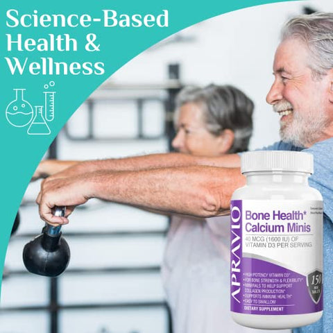 APRAVIO - Tabletes Minis de Cálcio para a Saúde Óssea, Suplementos de Cálcio com Vitamina D3, Magnésio, Zinco, Cobre, Manganês, Minerais para Apoiar a Força Óssea, Produção de Colágeno, Imunidade – Marca: Bone Health