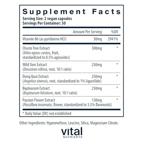 Suporte para TPM com Extrato de Vitex Berry e Passiflora | Auxílio para o Período Pré-Menstrual - Vital Nutrients