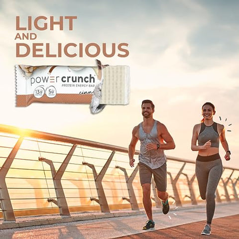 Barras de Wafer de Proteína, Snacks de Alta Proteína com Sabor Delicioso, Canela Roll, 40g (12 Unidades) - Power Crunch