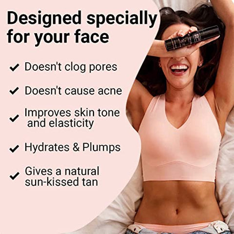GOLDEN STAR BEAUTY - Bronzeador Facial – Sérum Autobronzeador com Ácido Hialurônico e Óleos Orgânicos, Melhores Vendedores de Autobronzeadores, Autobronzeador Facial para um Brilho Natural de Beijo de Sol, Hidratante Autobronzeador, 60 ml (Leve…)