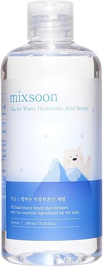 mixsoon - Mixsoon Glacier Water Serum Hialurônico para o Rosto Hidratante, Não Oleoso, Cuidados com a Pele Coreanos, Mega Tamanho 300ml