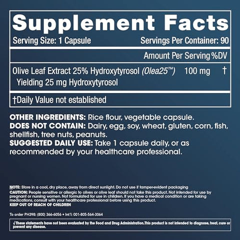 Hydroxytyrosol Extreme – Extrato de Folha de Oliveira Orgânico (90 Cápsulas Vegetarianas) Livre de Glúten e Soja - ProHealth
