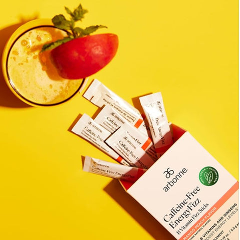 Generic - Caffeine-Free EnergyFizz Sticks de Vitamina B – Sabor Manga Pêssego 30 Sticks | Energia sem cafeína | Marca EnergyFizz