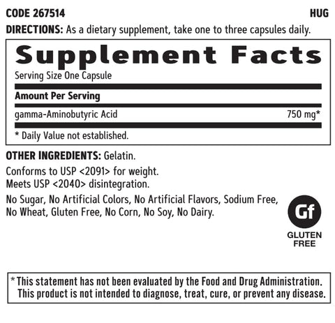GABA 750mg | Suporte para a saúde cerebral | 90 cápsulas - GNC