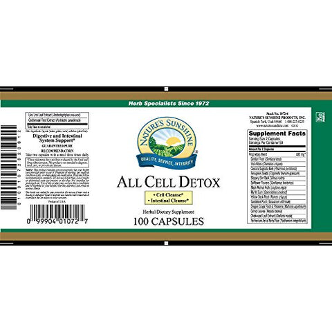 Nature's Sunshine - Nature’s Sunshine Detox Celular, 100 Cápsulas, Kosher | Suplemento Natural para o Sistema Digestivo que Auxilia o Movimento Intestinal com Ervas