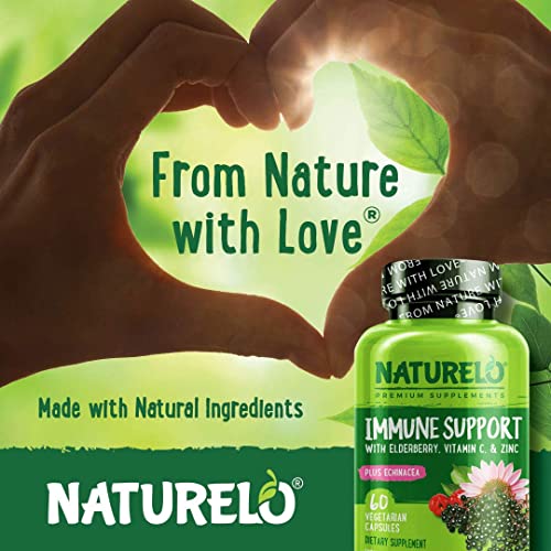 Suporte Imunológico com Vitamina C, Sabugueiro, Zinco, Equinácea – Reforço Natural da Imunidade c/ Antioxidante, Herbal - NATURELO