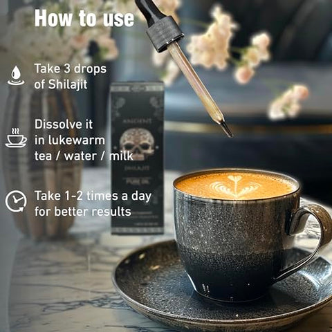 ad hoc - Gotas de Shilajit Puro do Himalaia – Suporte à Resistência, Melhora o Desempenho Físico – Resina Orgânica Autêntica de Shilajit – Ácido Fúlvico Húmico – Suplemento Mineral – Fácil de Usar