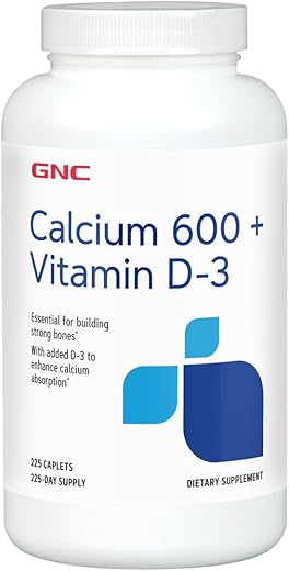 Calcium 600 + Vitamina D3-225 Cápsulas (225 Porções) – Fortaleça seus ossos com a marca GNC - GNC