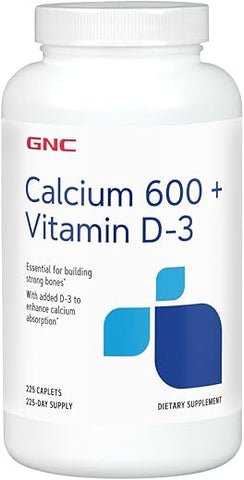 Calcium 600 + Vitamina D3-225 Cápsulas (225 Porções) – Fortaleça seus ossos com a marca GNC - GNC
