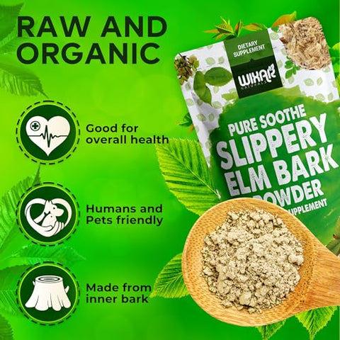 WIXAR NATURALS - WIXAR Pó de Casca de Ulmeiro – Alívio para Saúde Digestiva, Garganta Irritada, Refluxo Ácido – Feito da Casca Interna, Natural