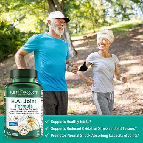 Fórmula HA Joint da Purity Products – Ácido Hialurônico e CoFatores Essenciais para Articulações e Pele – Colágeno Multi (Tipo I, II)